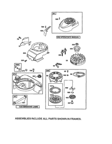 Rewind Starter/Fuel Tank Diagram and Parts List for 125T02-1045-B1  Briggs and Stratton Engine